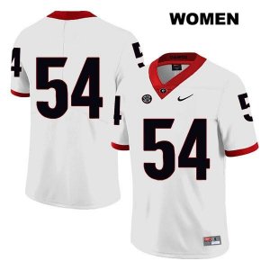 Women's Georgia Bulldogs NCAA #54 Justin Shaffer Nike Stitched White Legend Authentic No Name College Football Jersey HLD2454GP